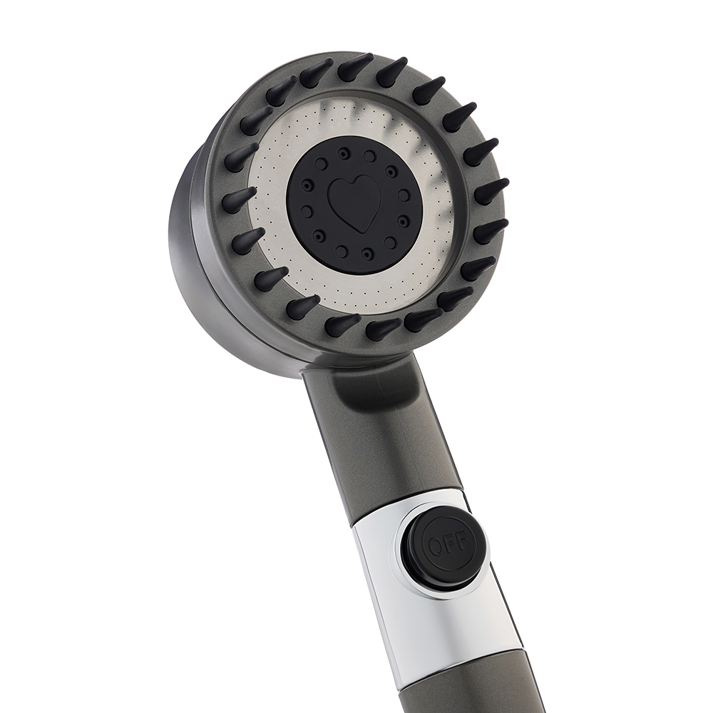 Лейка для душа с массажным эффектом, 3 режима, с фильтром очистки воды, графит - #2