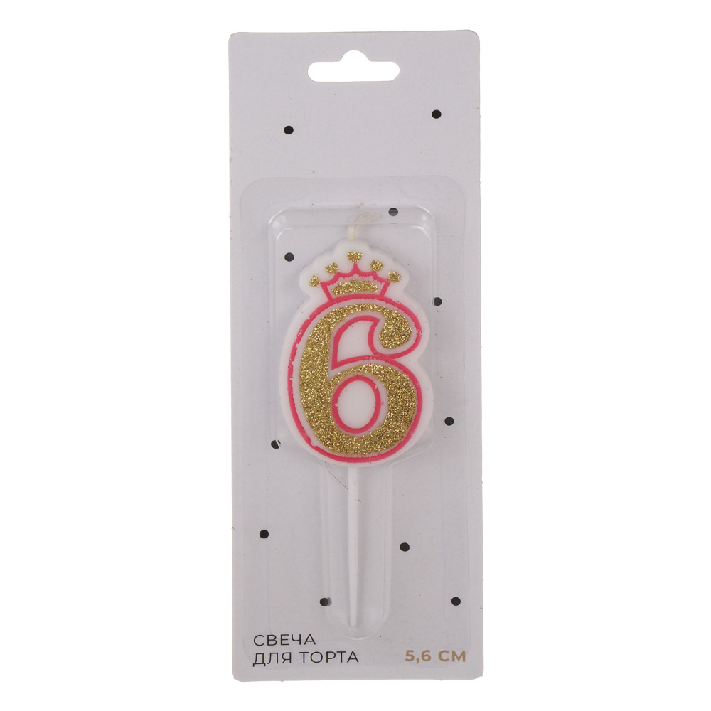 Свеча для торта тм Fntastic 5,6 см, в форме цифр (6), парафин - #4