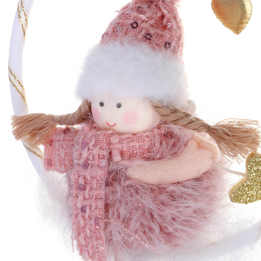 СНОУ БУМ Сувенир елочный Ангелочек 22 см, полиэстер, розовый, 2 вида - #5