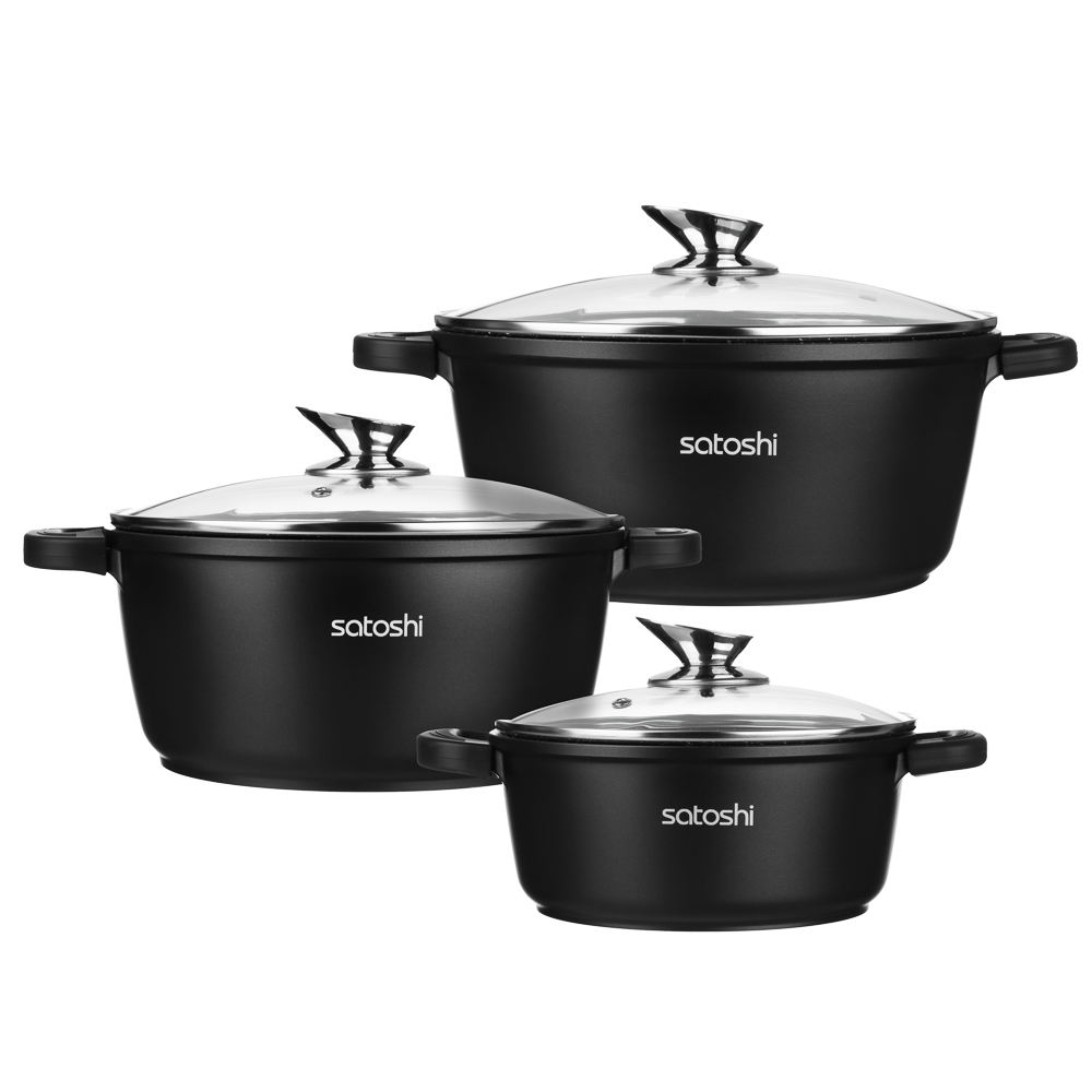 SATOSHI Лион Набор посуды 6пр, кастрюли с крышками 20/24/26см, 2,4/4,5/5,3л. индукция - #1