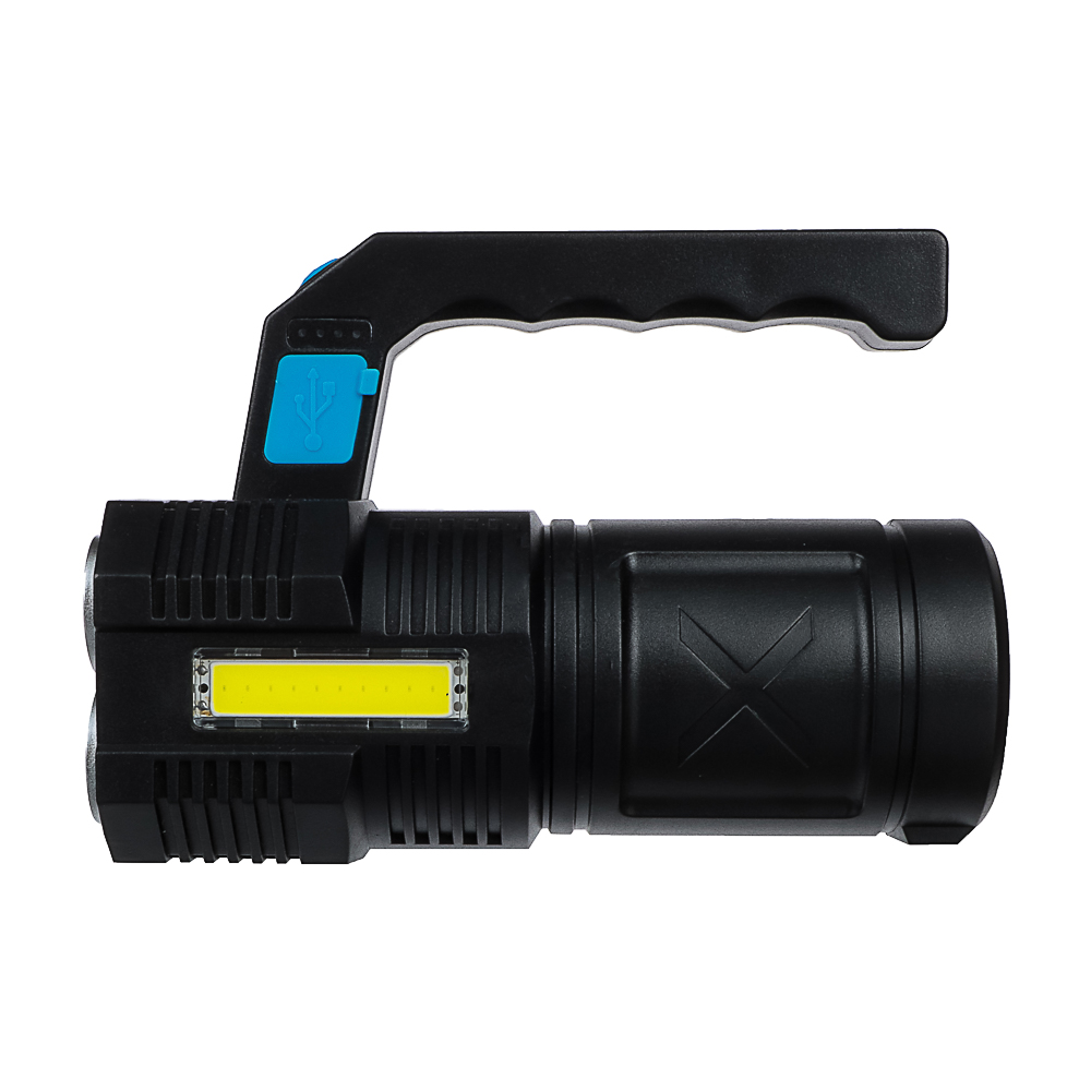 Фонарь прожектор тм ЕРМАК, 4 LED + COB, 4 режима, 2000мАч, USB кабель, пластик, 147х103х60 мм - #2