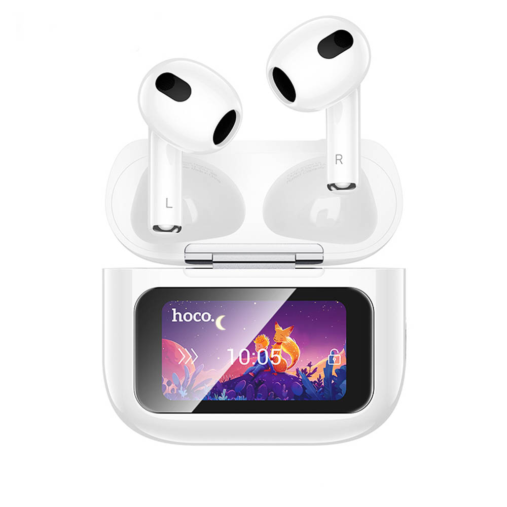 Наушники беспроводные TWS hoco. модель EW81 Elegant, вкладыши, дисплей, 300/30мАч, BT5.4, цвет:белый - #1