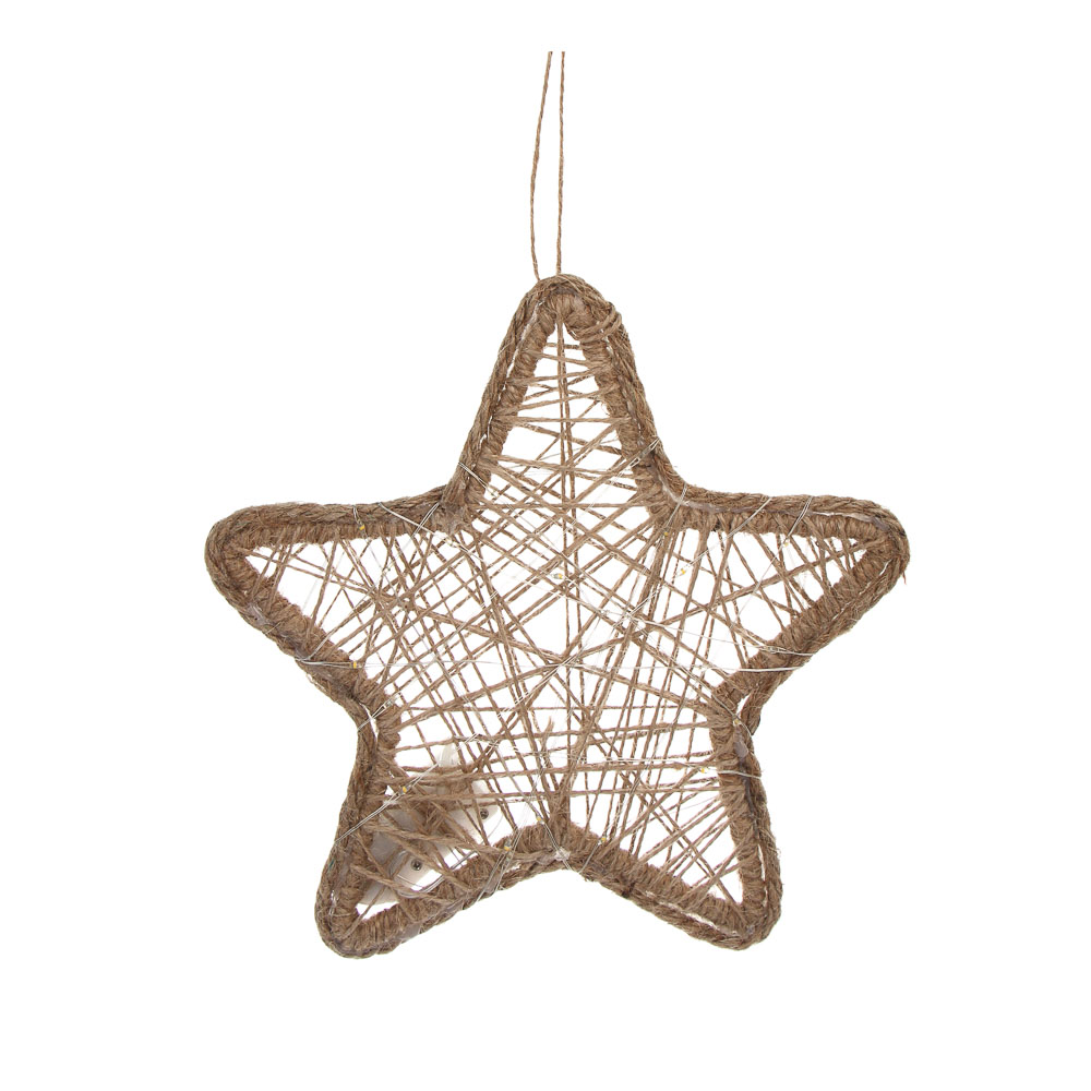 Украшение новогоднее светодиодное "Звезда", 21x1x21 см, веревка, металл, LED - #1