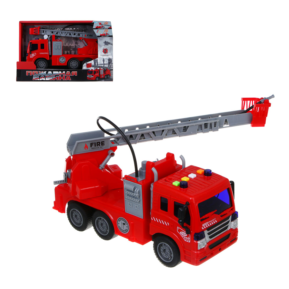 ИГРОЛЕНД Пожарная машина, свет, звук, стреляет водой, 3хAG13, PP, 29х10,5х17,5 см - #1