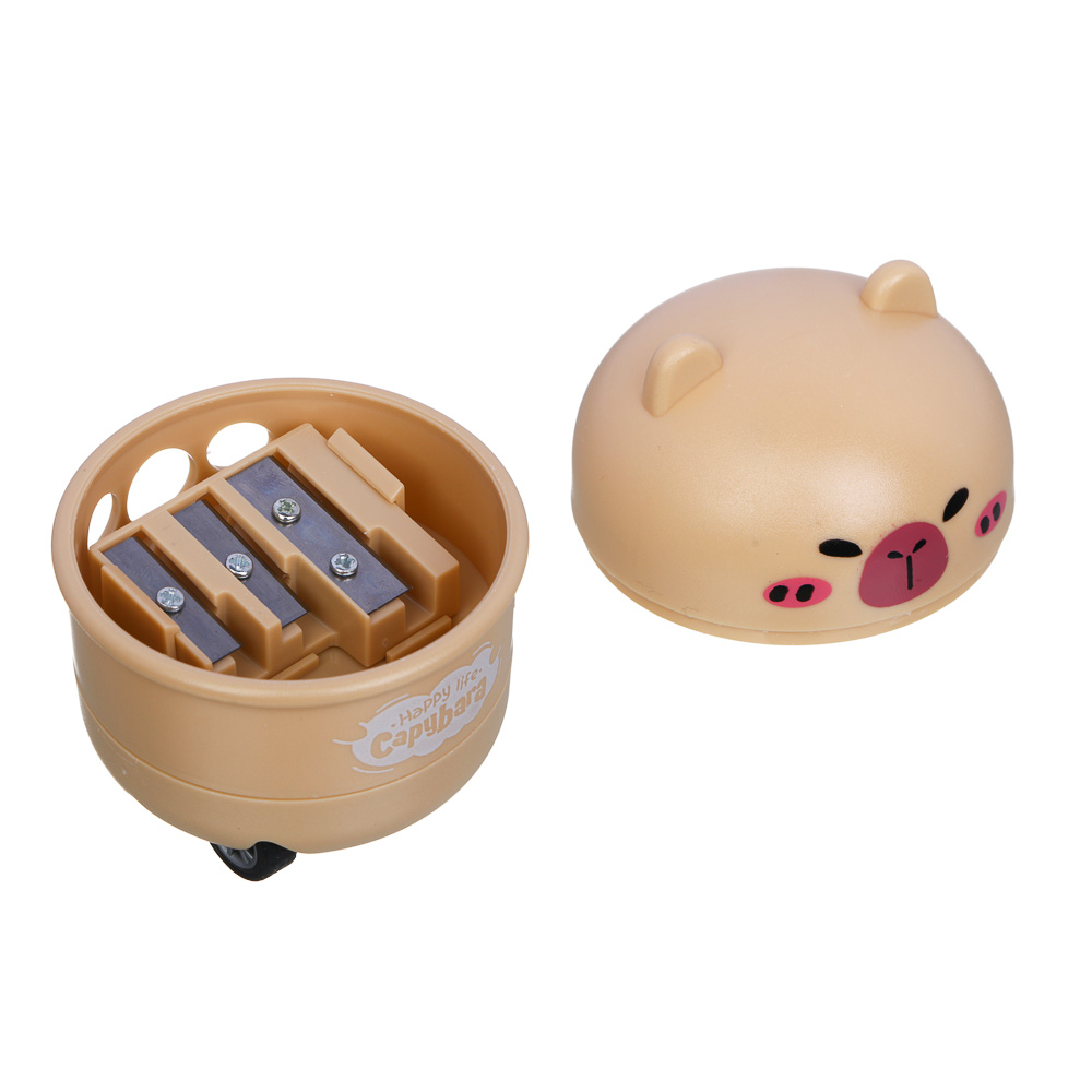 Точилка с контейнером "Капибара", на механических колесиках, 2 дизайна, шоу-бокс - #5