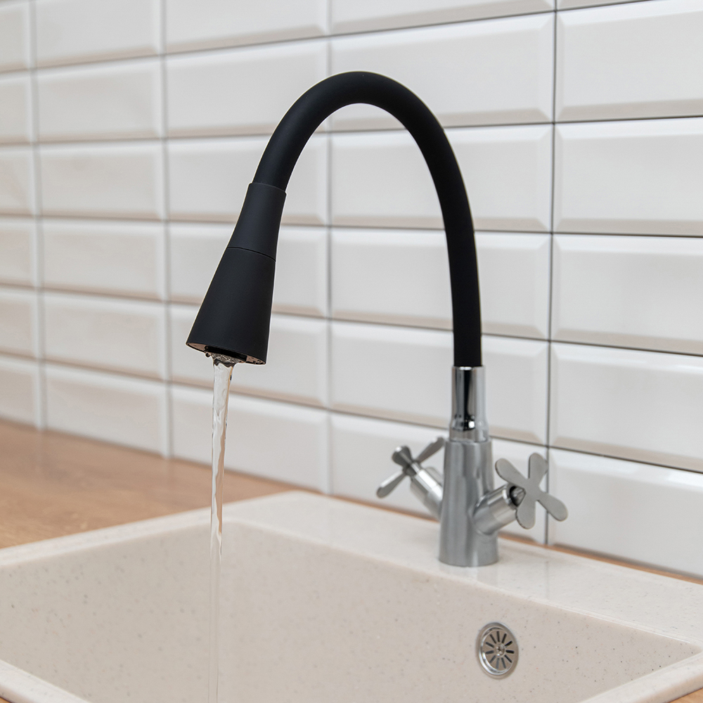 Излив смесителя для кухни, силиконовый, 2 режима, черный - #8