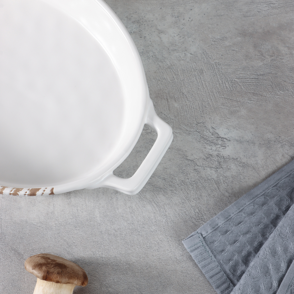 MILLIMI Форма для запекания и сервировки овал.с ручками, керамика, 36,5х23х6см, 1,7л, белая - #14