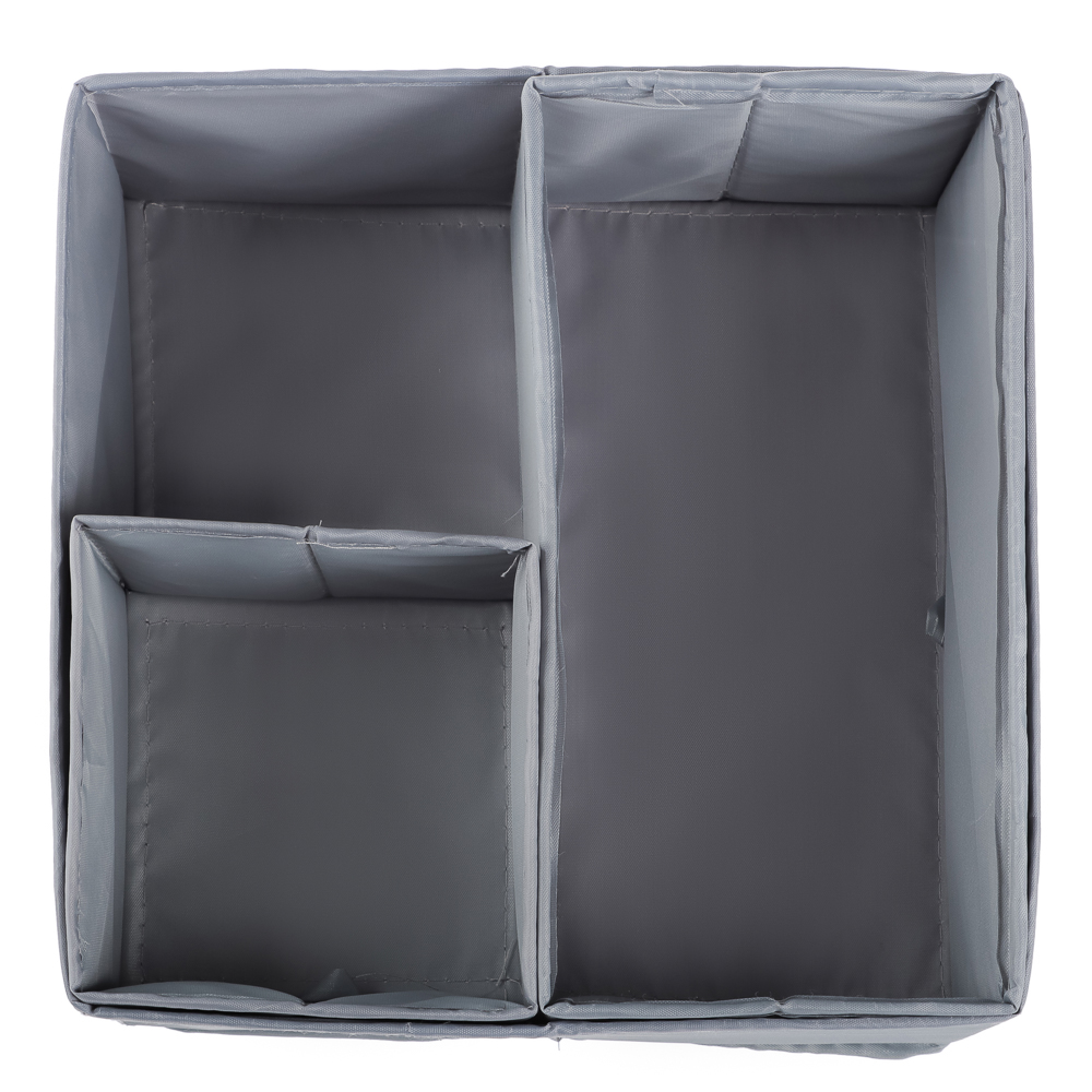 VETTA Короба без крышки, набор 3 шт., 28х28х12см, 28х14х12см, 14х14х12см, полиэстер, серый - #3