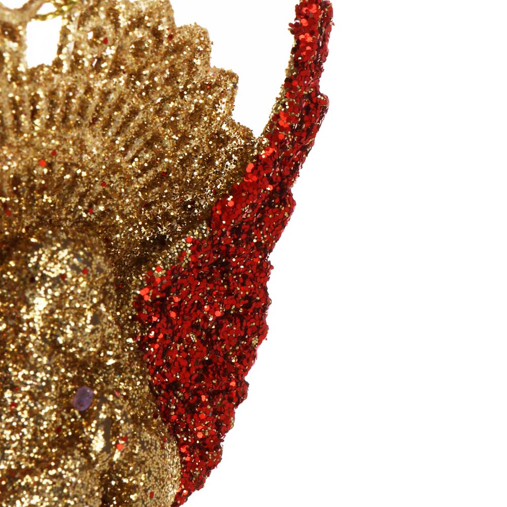 СНОУ БУМ Подвеска декоративная "Ангел" 13 см, пластик, глиттер, золото, красный - #3