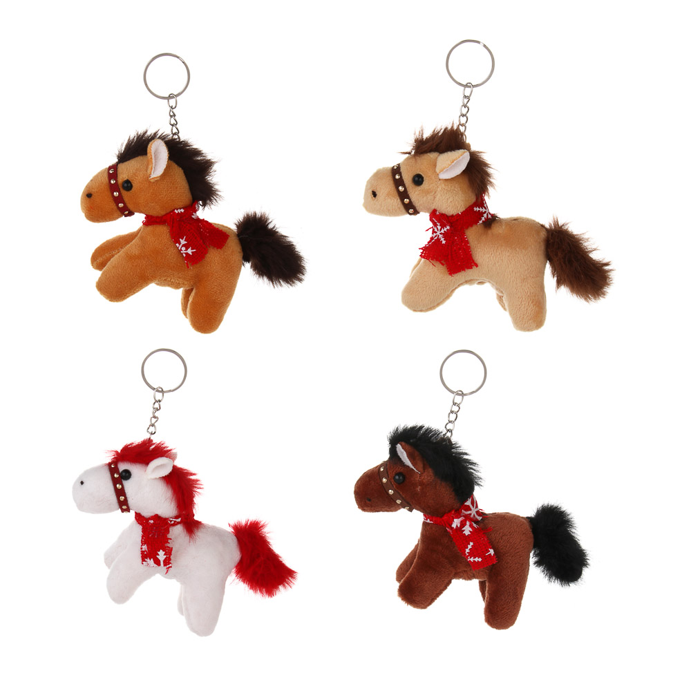 СНОУ БУМ Сувенир мягкий в виде лошадки в шарфике 9x11x5 см, полиэстер, 4 дизайна - #1