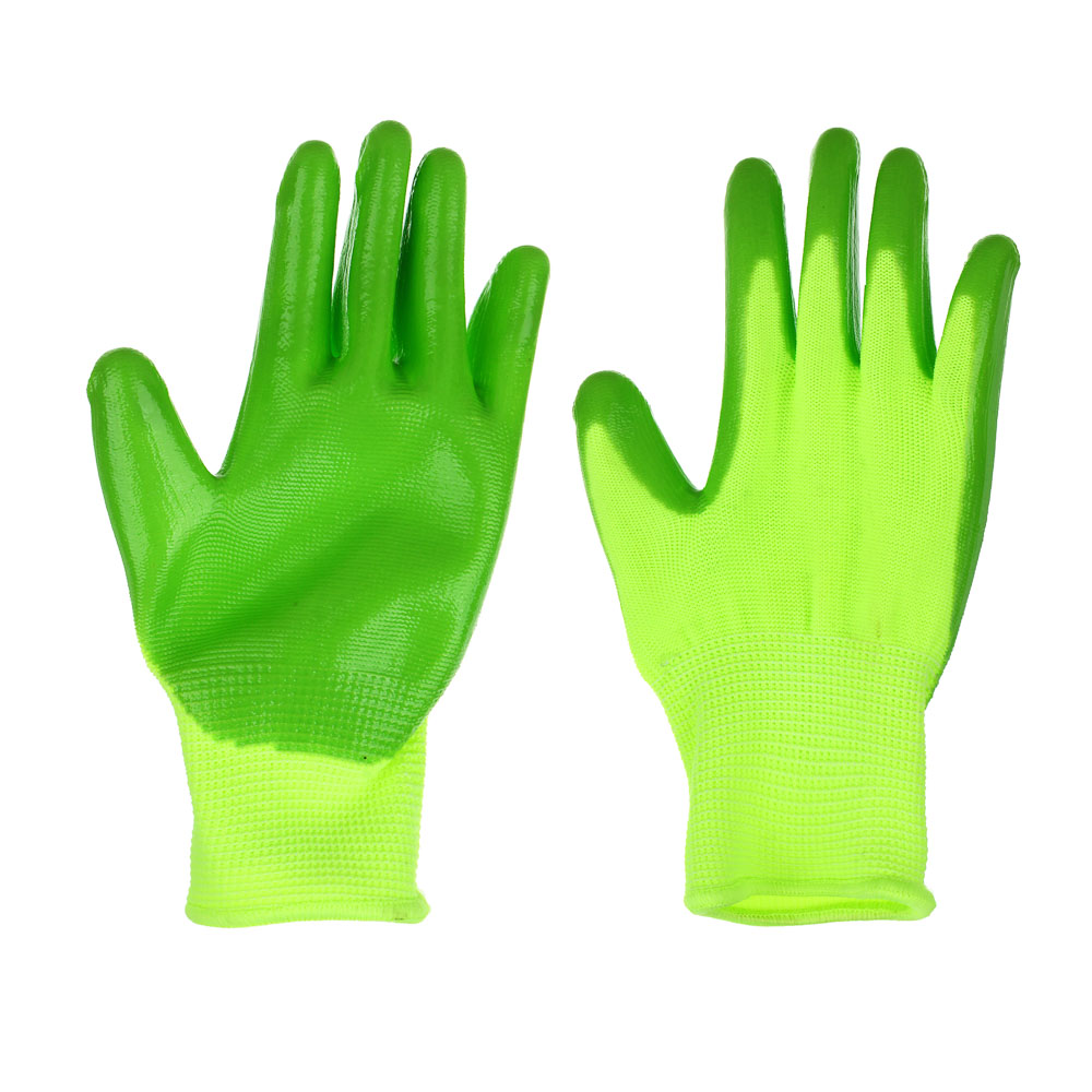 Перчатки Inbloom, зеленые, нейлон с латексным полуобливом, 4 размер - #3