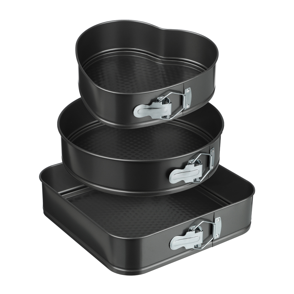 VETTA Набор форм разъемных для выпечки 3шт, с а/п покрытием, угл.сталь (квадратная, круглая, сердце) - #1