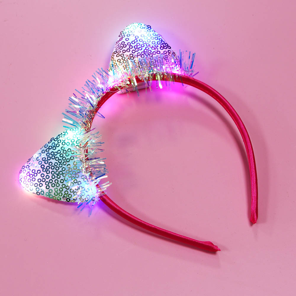 СНОУ БУМ Ободок светящийся с ушками, LED, диаметр 11,5см, пластик, полиэстер, 3хAG13, 3 реж., 4 диз. - #8