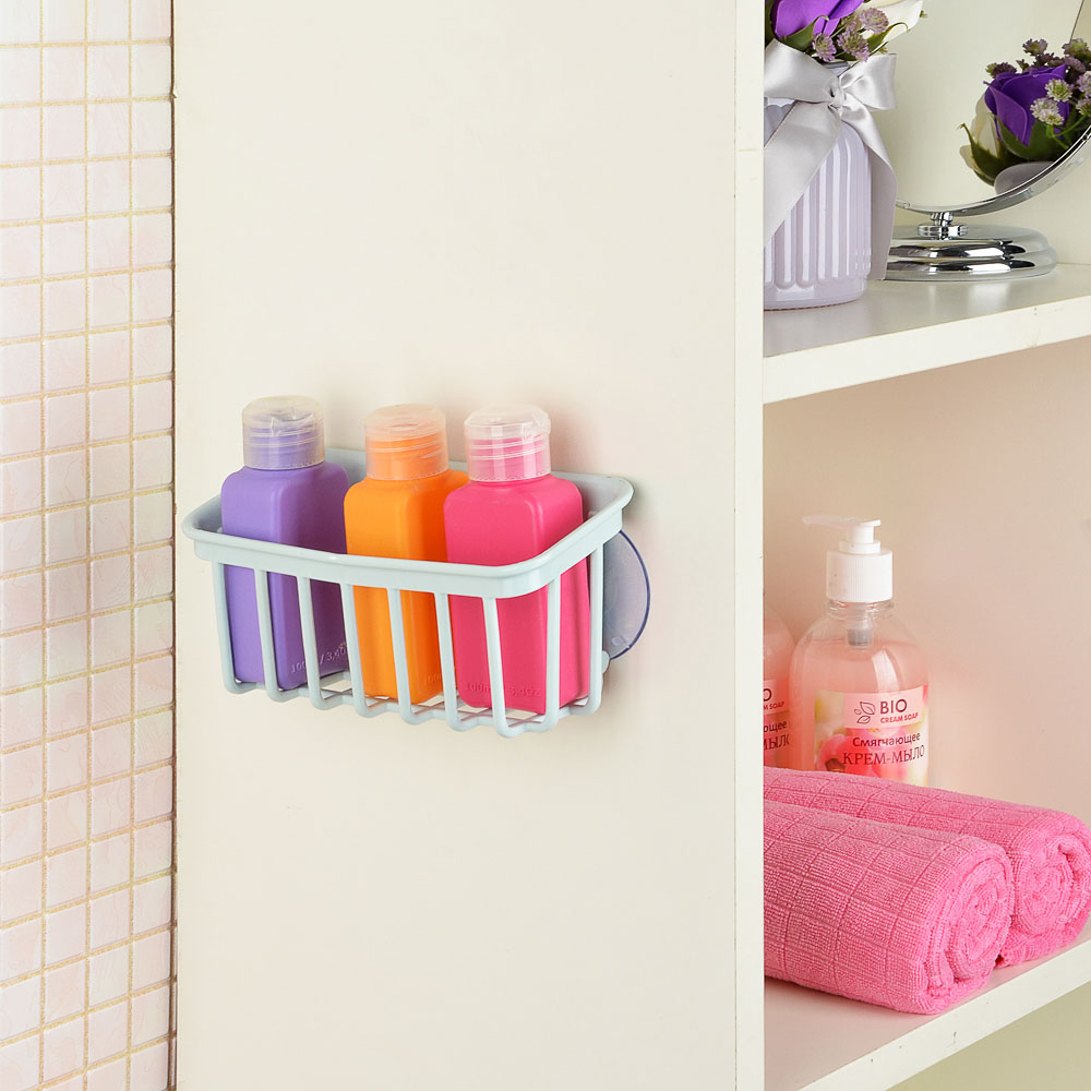 VETTA Романтика Полочка для ванной комнаты на присосках, пластик, 17,5х7,5х9см, 3 цвета - #5