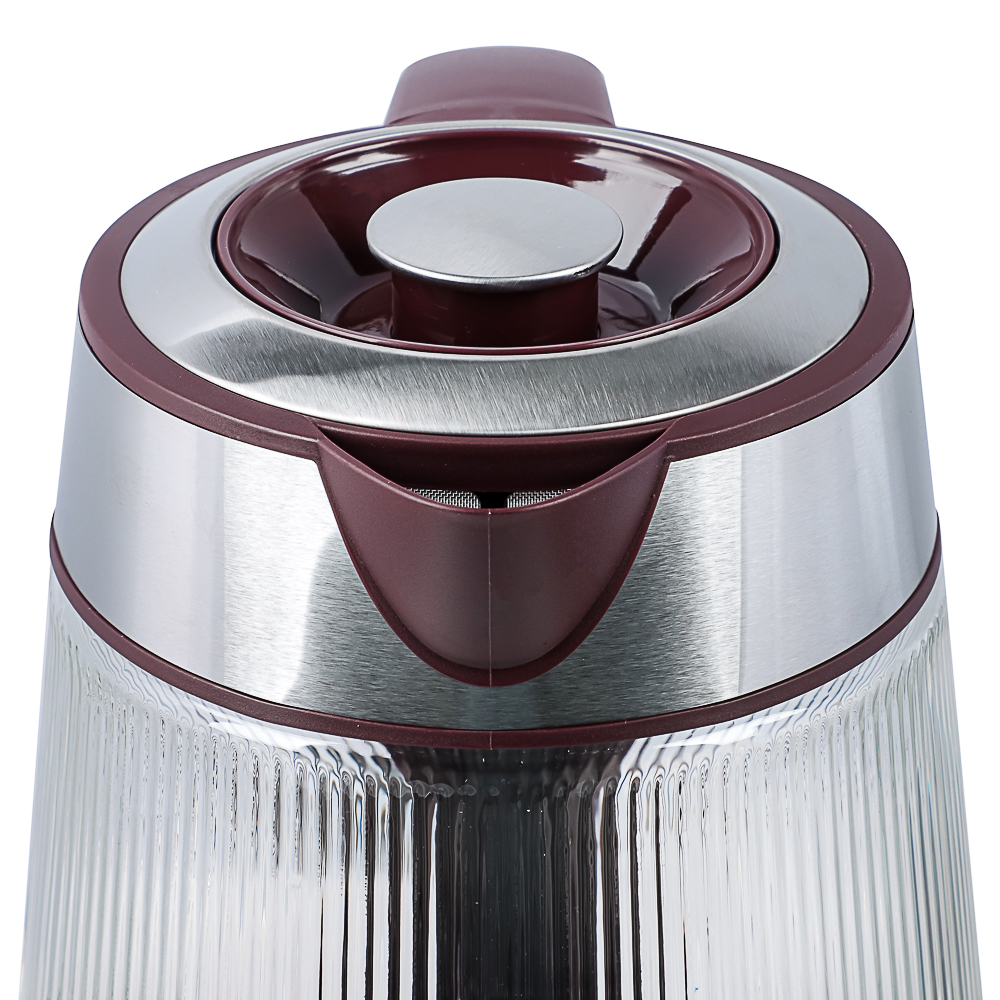 LEBEN Чайник электрический стеклянный 1,8л 1850 Вт рифленое стекло, бордовый - #6