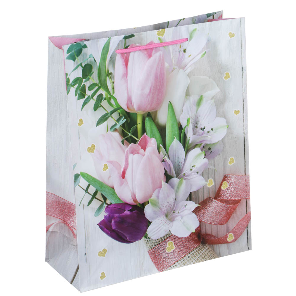 LADECOR Пакет подарочный, бумажный, 26x32x10 см, 4 дизайна, тюльпаны - #9