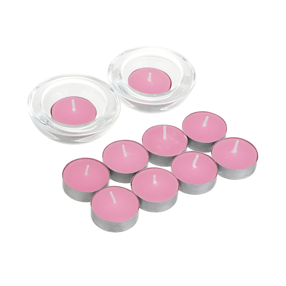 LADECOR Набор ароматических свечей с подсвечниками, (10+2), стекло, парафин, 4 аромата - #3