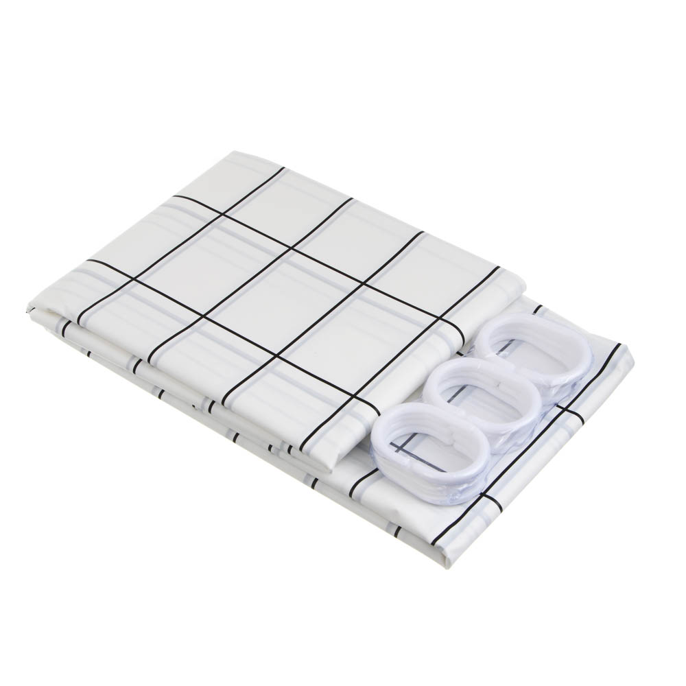 Шторка для ванной тм VETTA Квадро, ПЕВА 60г/м2, 180x200см, белый цвет - #2