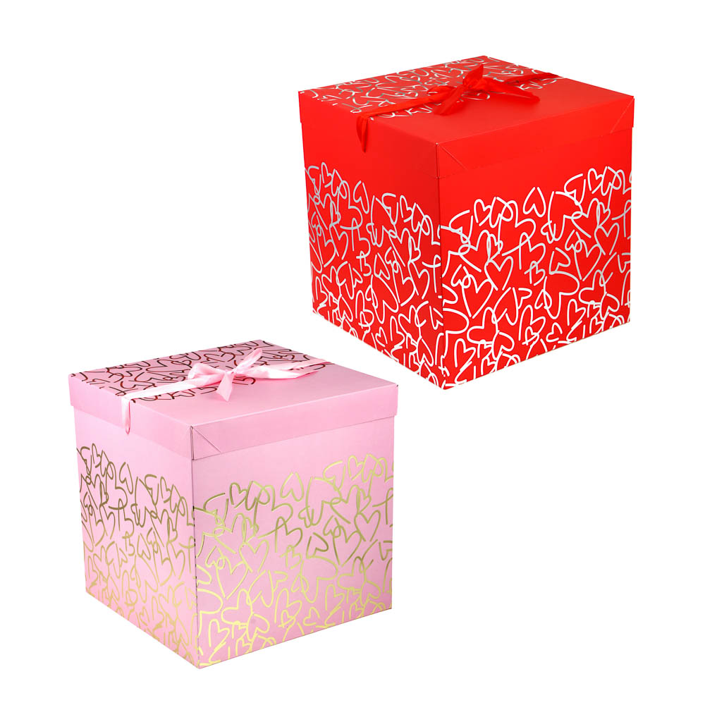 Коробка подарочная с лентой "Сердца", 30x30x30 см - #1