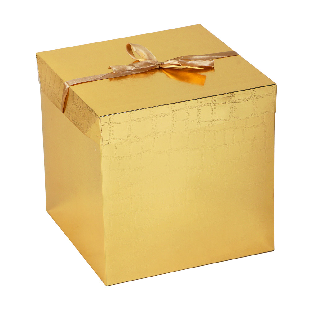 Коробка складная картонная, с фольгированным покрытием, и лентой, 30x30x30 см, 4 цвета - #2