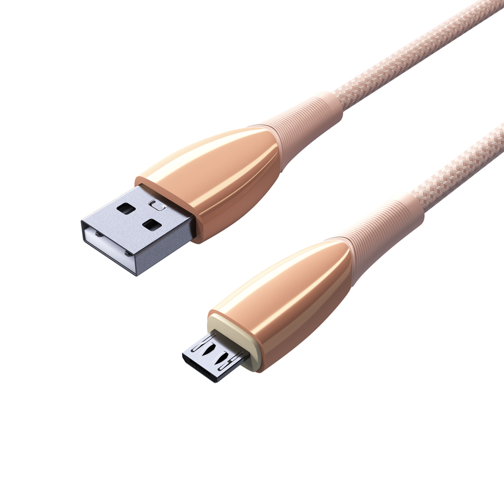 BY Кабель для зарядки Сириус Micro USB, 1м, 3А, Быстрая зарядка QC3.0, штекер металл, розовый - #4