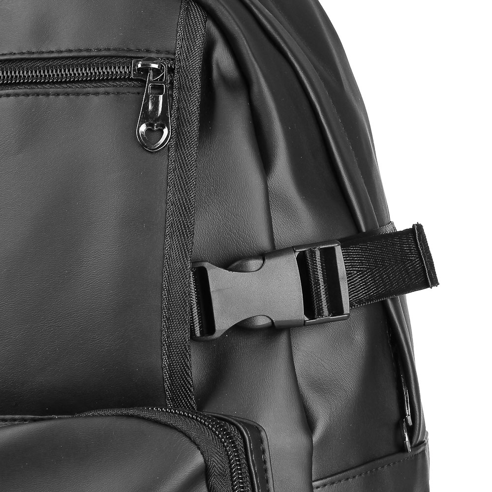 Рюкзак универсальный 43x30x13см, 1 отделение, 5 карманов, боковые утяжки, искусственная кожа, черный - #5