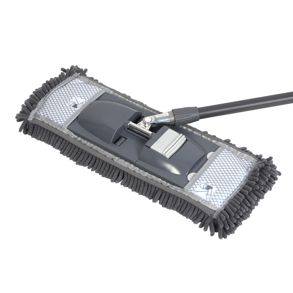 Швабра со сменной насадкой тм VETTA Премиум Грей, телеск. ручка 83-126см, микрофиб. 44x15см, шенилл - #6