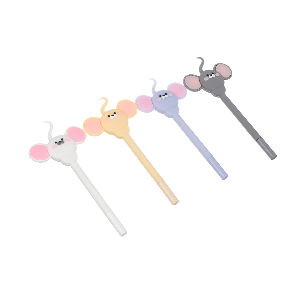 Ручка гелевая синяя "Мышки", силиконовый корпус, 4 вида, шоу-бокс - #1