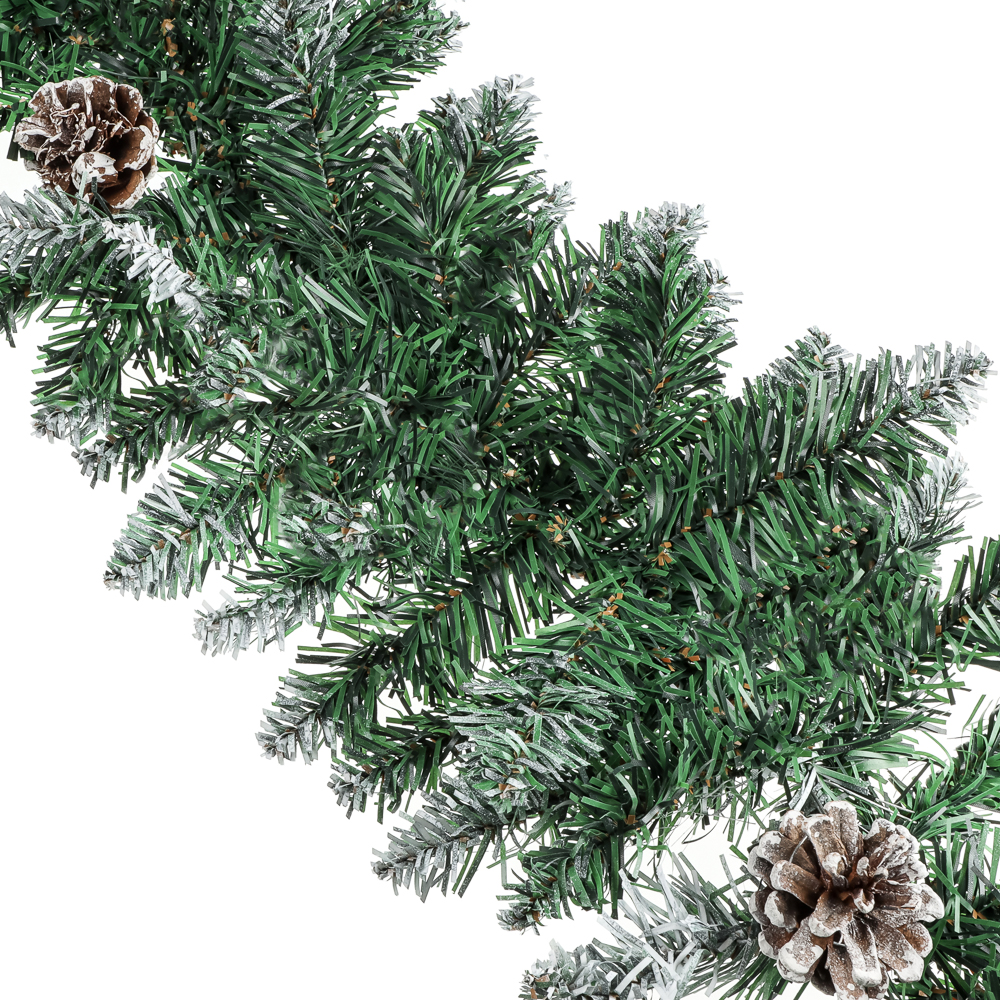 СНОУ БУМ Еловая гирлянда заснеженная с шишками 270x25 см, ПВХ, 26-81 - #1