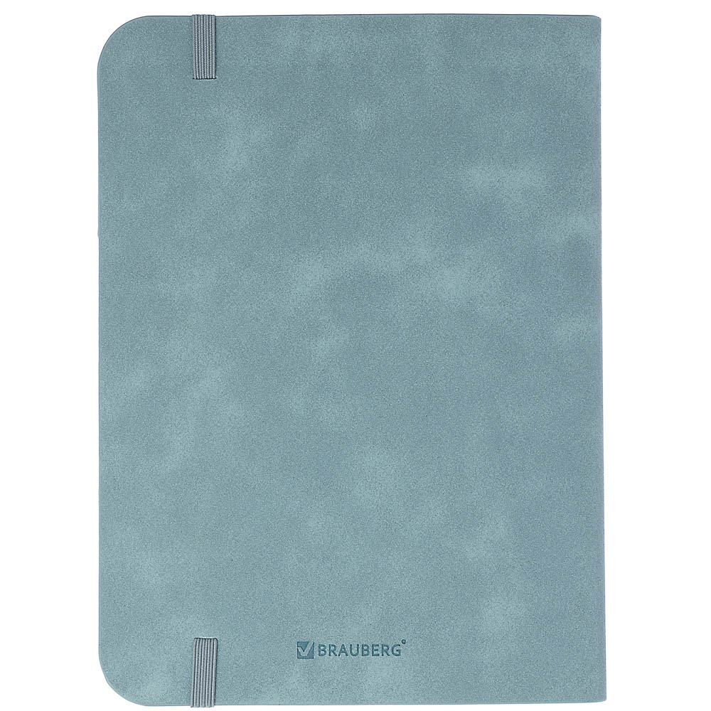 Блокнот А5 162х218мм BRAUBERG NOTE под кожу софт-тач, с резинкой, 80л, клетка, светло-серый, 113441 - #5