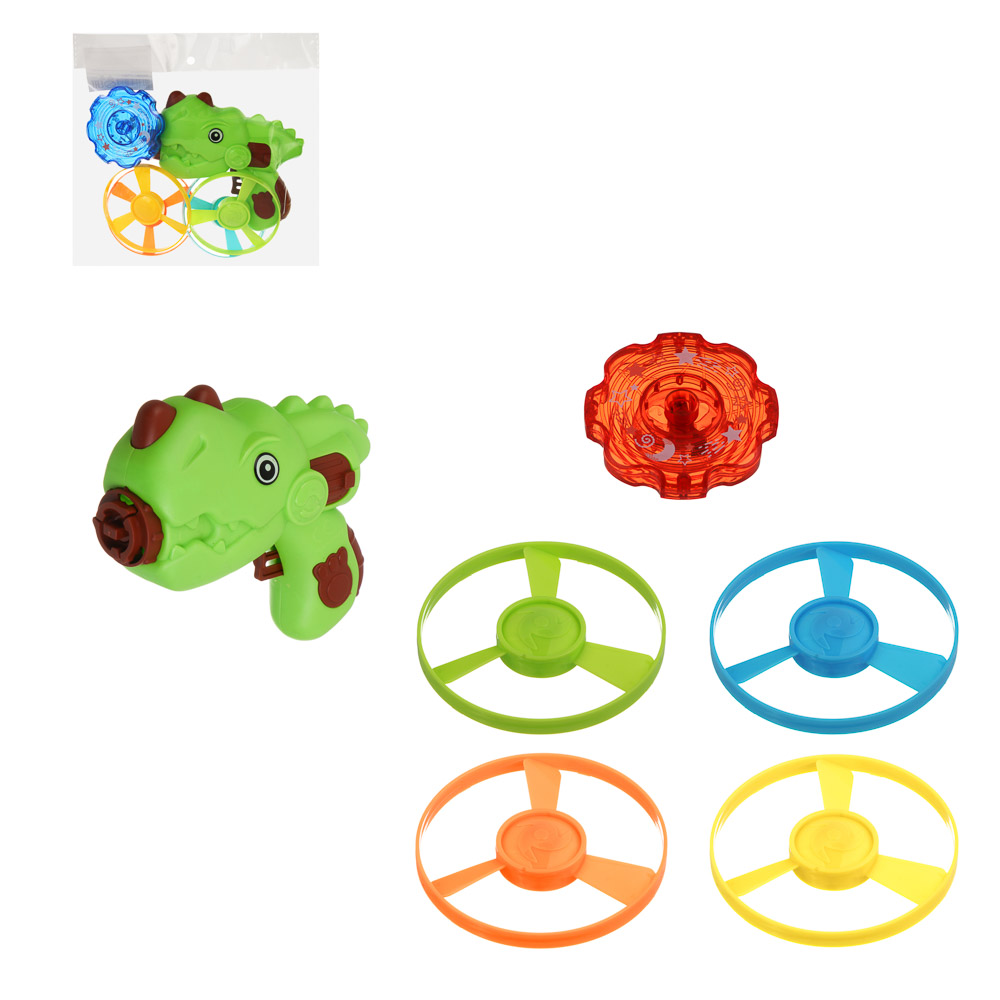 Запускалка "Динозаврик", 4 насадки, свет, 2хAG13, РР - #1