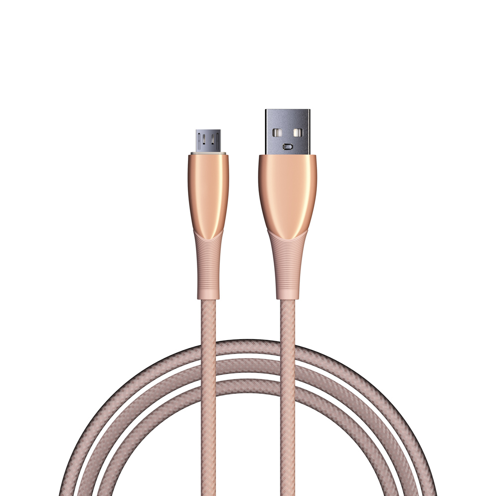 BY Кабель для зарядки Сириус Micro USB, 1м, 3А, Быстрая зарядка QC3.0, штекер металл, розовый - #1