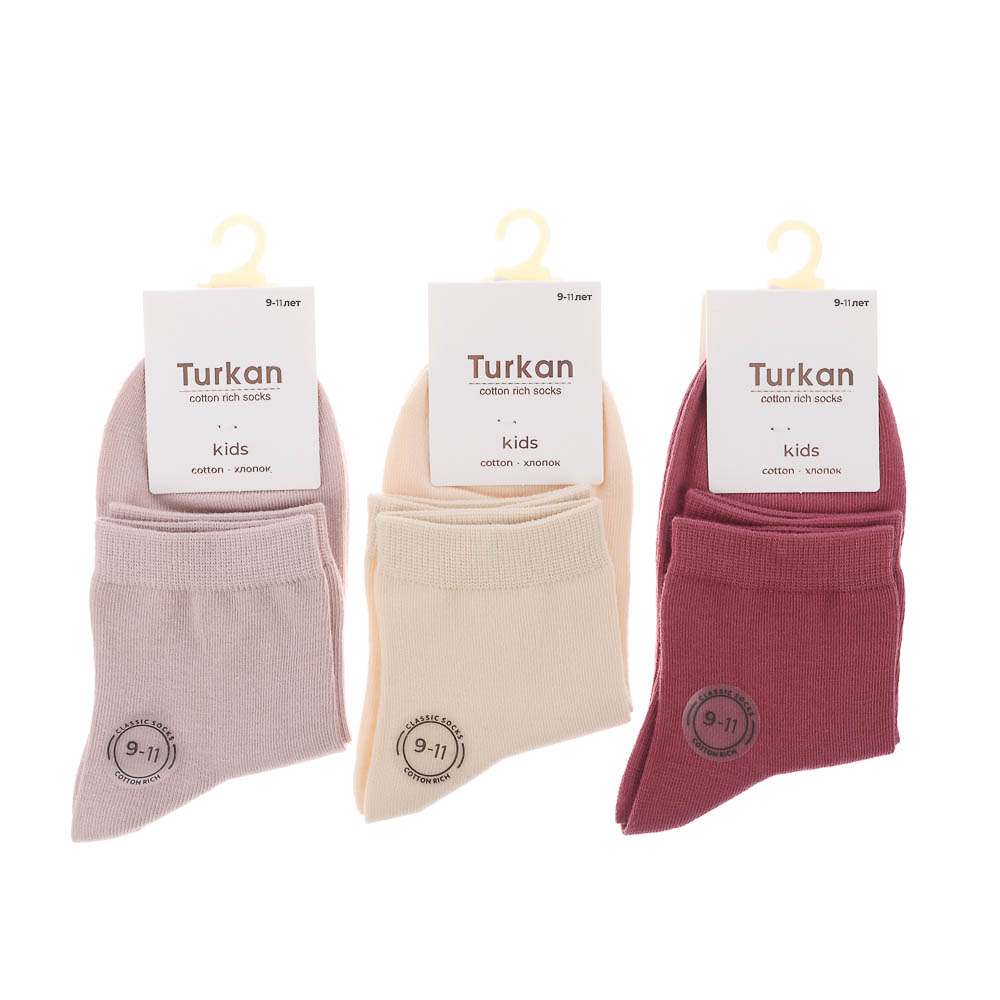 Носки детские, бесшовные, тм Turkan, 9-11 лет, 90%хлопок, 8% п/а, 2%лайкра,цвета в ас-те, R0626 - #6