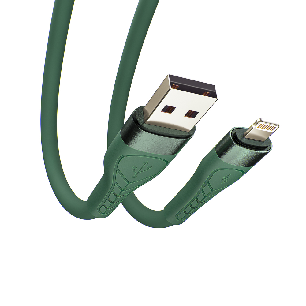 KHARITONOV Кабель для зарядки iP, 1 м, 2,4А, Быстрая зарядка QC3.0, зеленый - #5