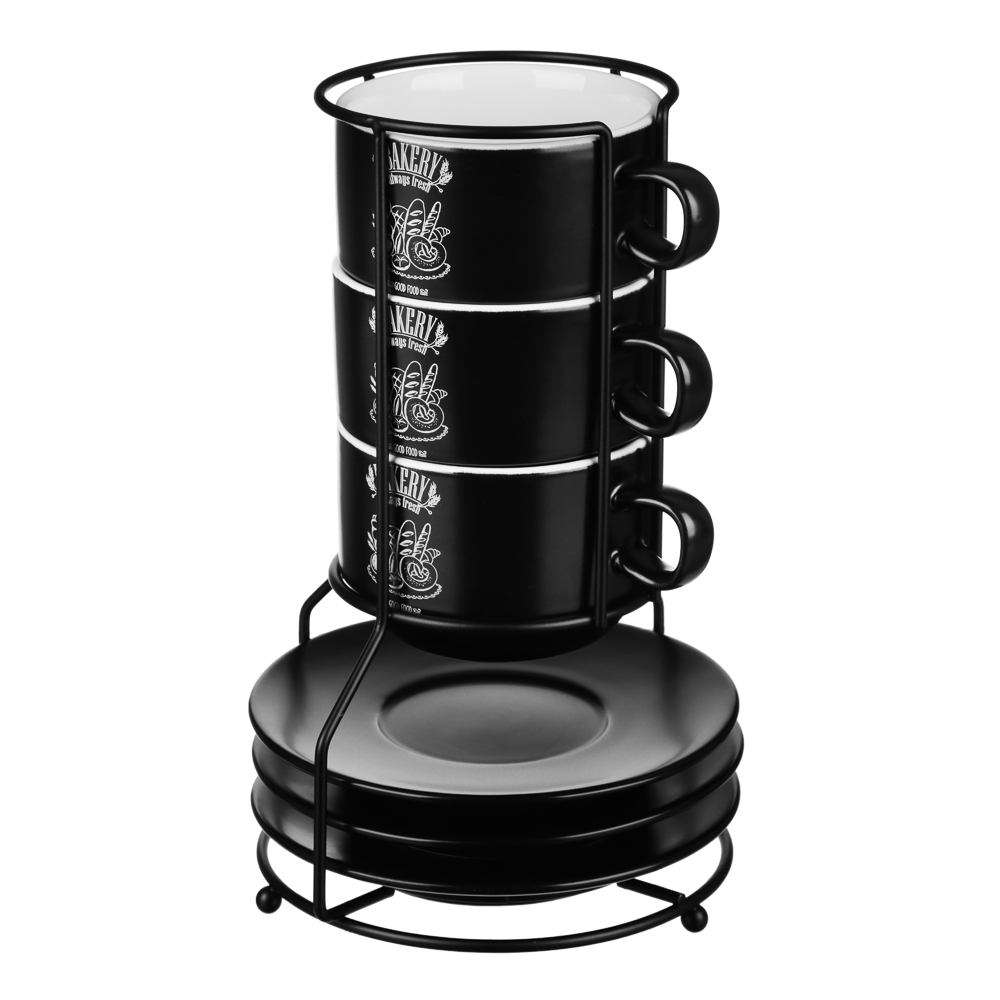 MILLIMI Бейкери Набор чайный 7 пр. на метал. подст, 16х16х24,5см, чаш. 260мл, блюд. 15см, керамика - #2
