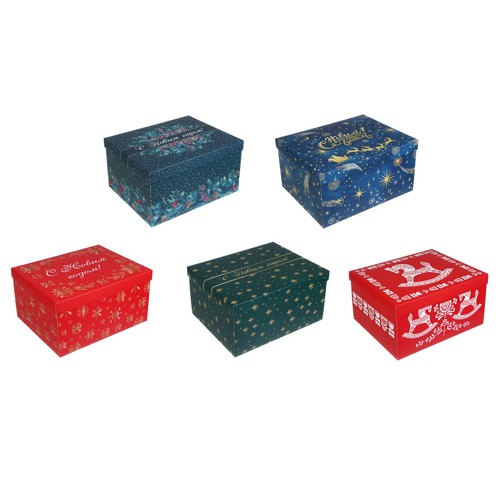 Коробка складная, 31,2x25,6x16,1 см, бумага, 5 дизайнов - #1