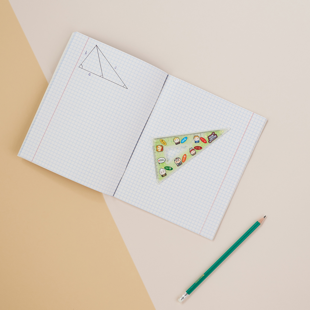 BY Русские Супергерои Угольник 10см, 30/60 градусов, принт, подвижные блестки в геле, "Кавай", 3 цв. - #8