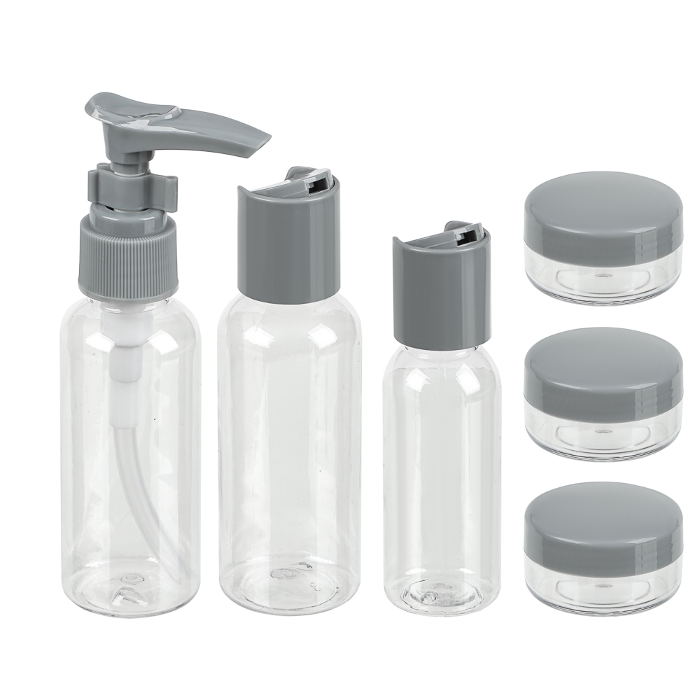 Набор для косметики дорожный 6 предметов (2 шт–50мл,1 шт–30мл, 3 шт–10гр) тм ЮНИLOOK, пластик, 2 цв. - #2