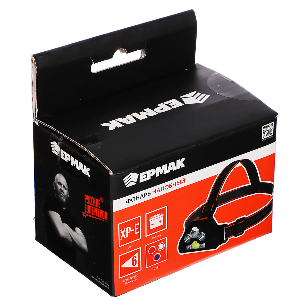 ЕРМАК Фонарь налобный, XPE+LED, 6 режимов, 600мАч, красный свет, 75х55х38 мм - #8
