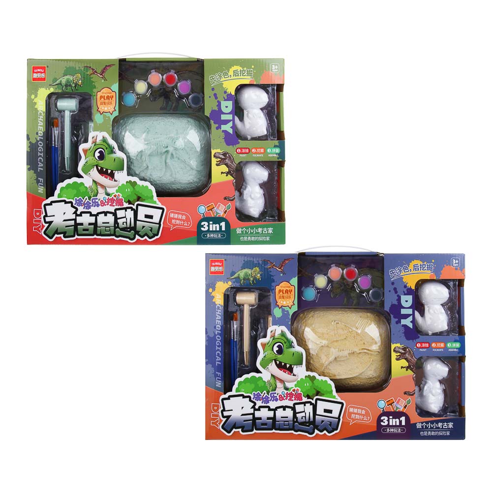 Набор для творчества 2в1 раскраска и раскопки "Динозавры", 39,5х26х7,5см, гипс, PP, 2 диз. - #3