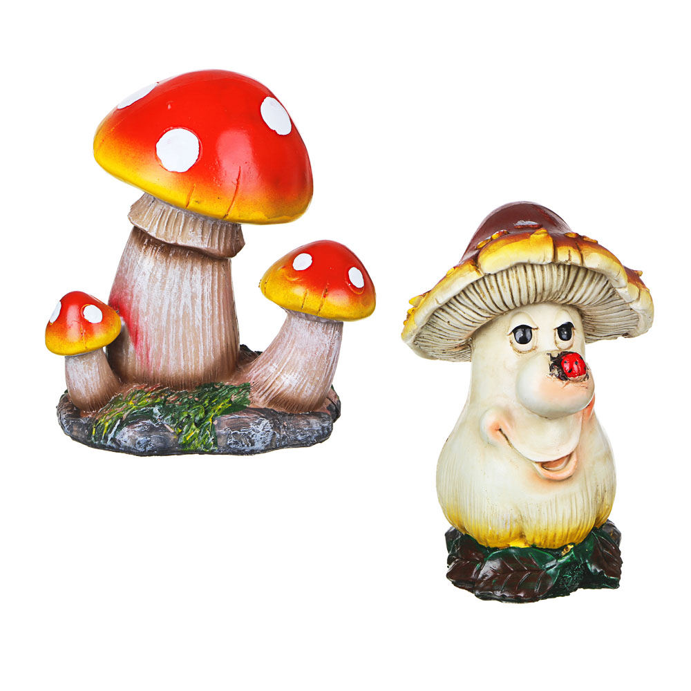 INBLOOM Фигура садовая "Веселый гриб и грибная поляна", h16-17см, полистоун, 2 дизайна - #1