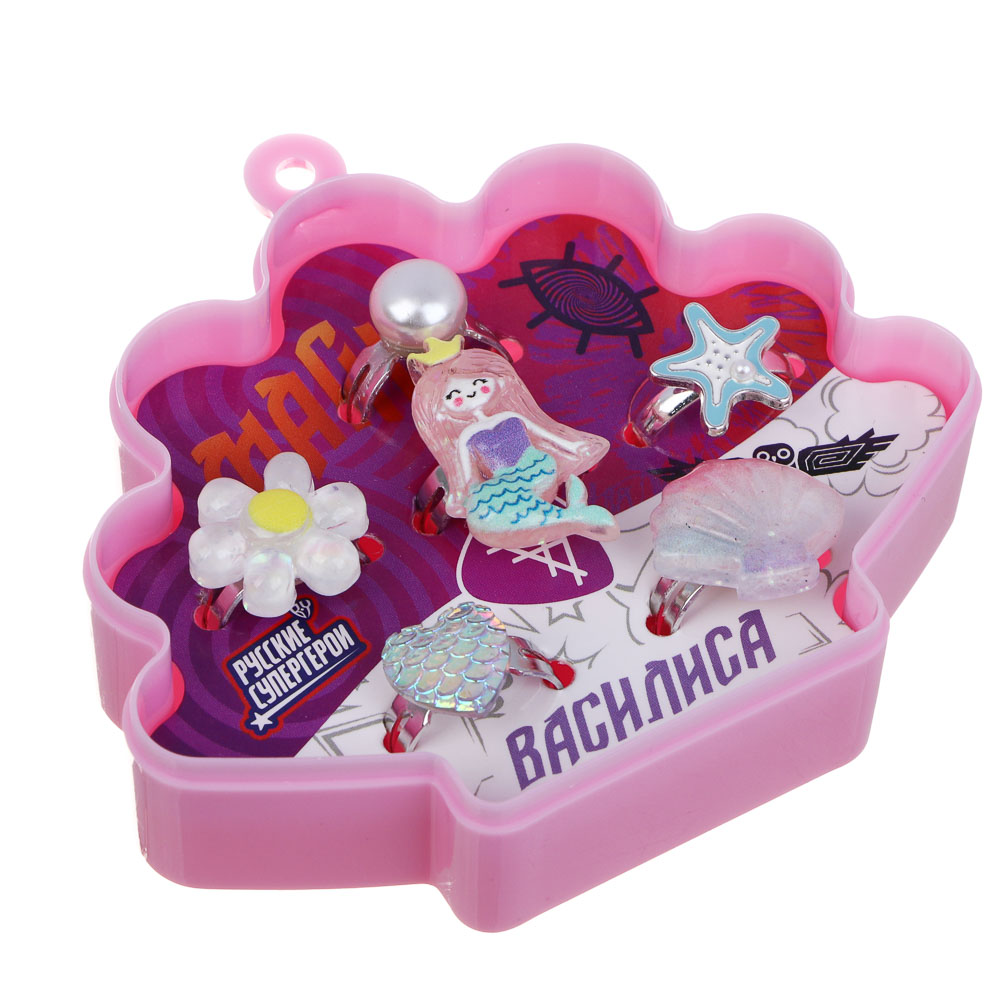 Набор детских колец BY Русские супергерои 6 шт, пластик, металл, р-р универсальный, 2 дизайна - #1