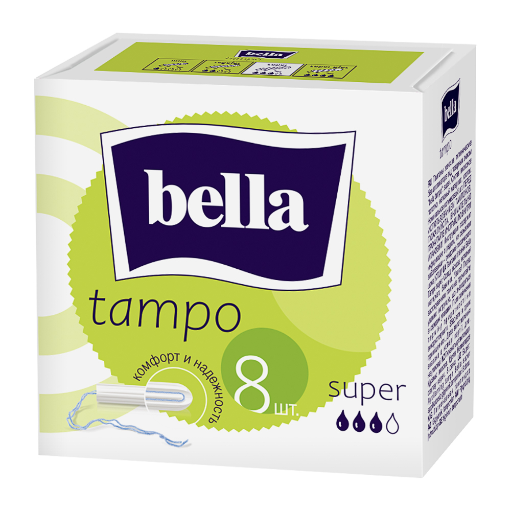 Тампоны женские гигиенические Bella tampo super, 3 капли, 8шт - #1