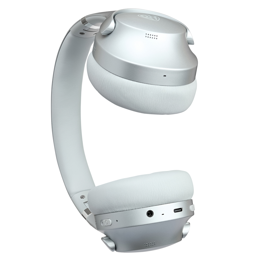 BY Наушники беспроводные полноразмерные AeroSound, шумоподавление ANC, экокожа, 500мАч, серебро - #6