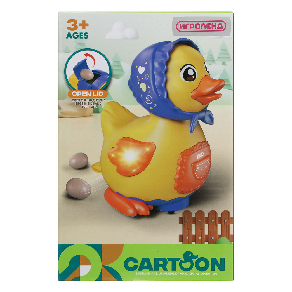 ИГРОЛЕНД Игрушка интерактивная ползунок "Утка-несушка", звук, ABS, 3хААА, 12х12х18,5 см - #3