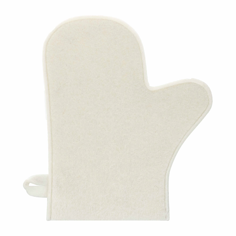 Набор банный ЭКОНОМ 2 предмета без вышивки (рукавица, шапка) в пакете, войлок белый/серый - #5