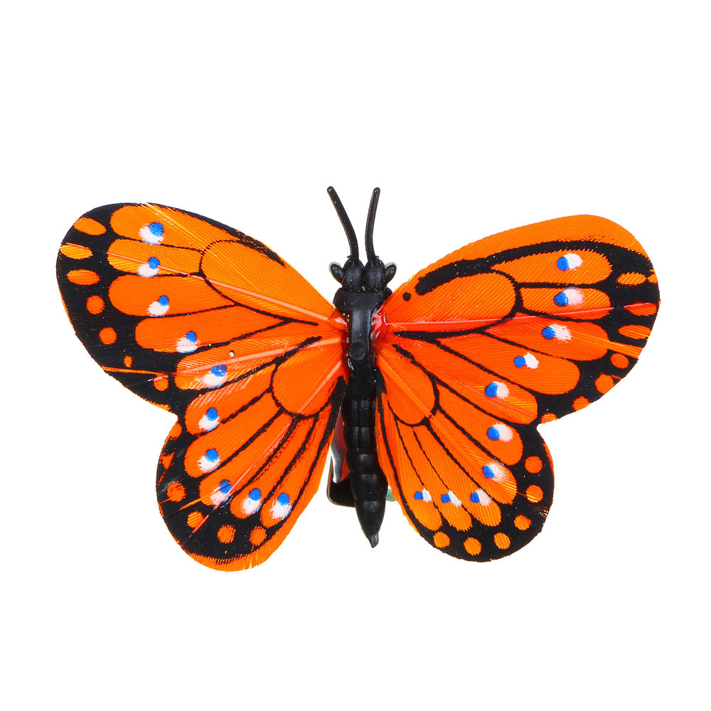 РЫЖИЙ Бабочка на прищепке Оранжевое Чудо, 6см, пенополистирол PE, перо - #3