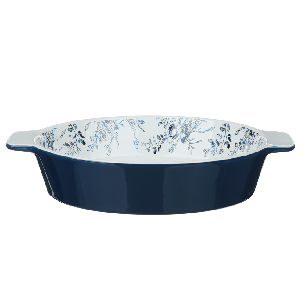 Форма для запекания и сервировки круглая 25,5х21,5х5см тм MILLIMI цветы, керамика - #5