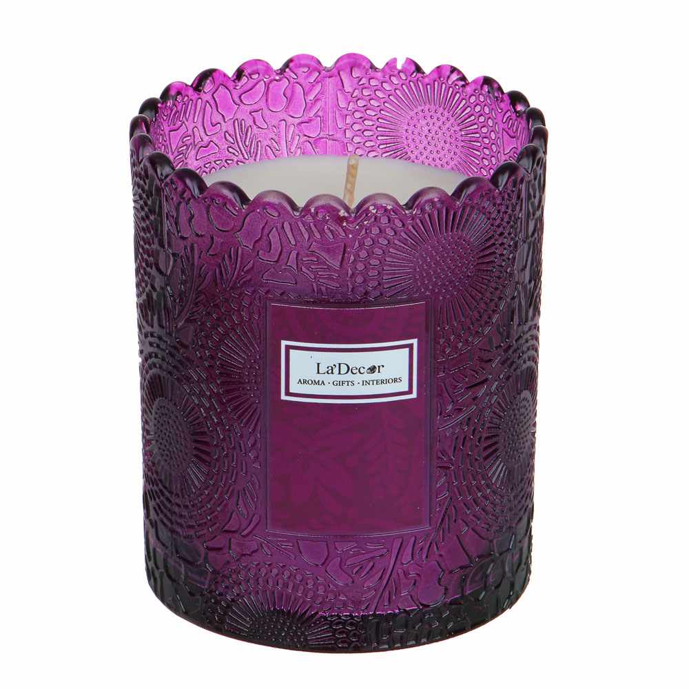 Свеча ароматическая LADECOR, в подсвечнике, фиолетовый, 200 г - #5