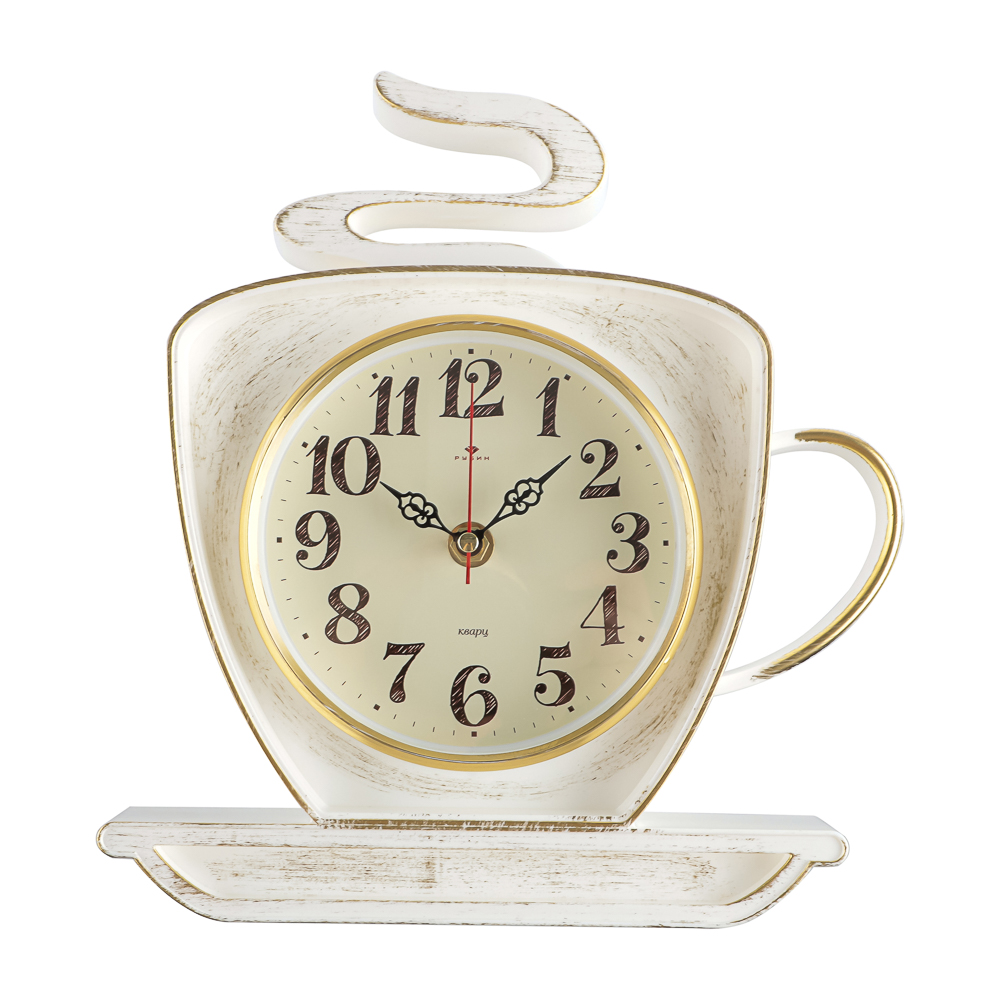 Часы настенные чашка 25х24см, корпус белый с золотом "Классика", арт.2523-004 - #1
